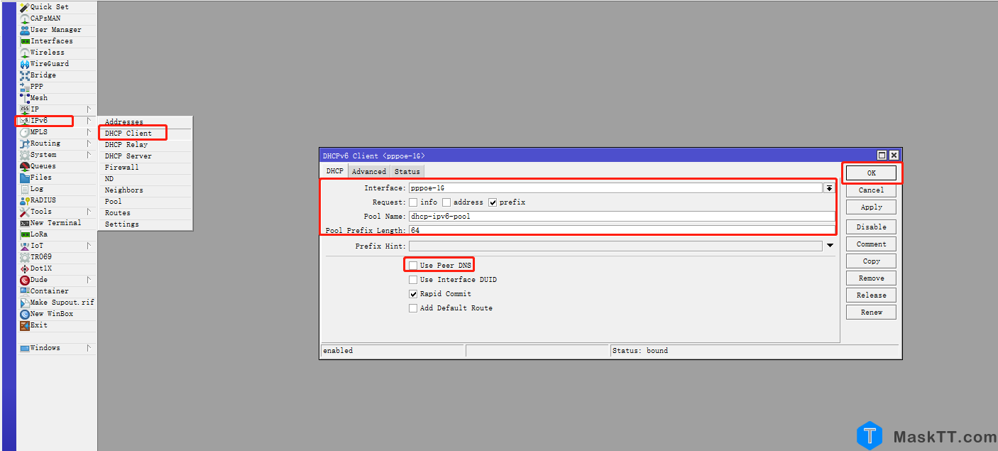 RouterOS IPV6设置 Ros能较好支持IPV6 以SLAAC方式来配置IPV6