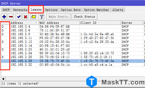 Routeros DHCP-Server给不同的客户端指定不同的网关的子网掩码、网关和DNS